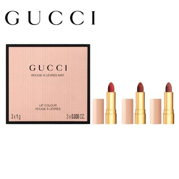 GUCCI Mini Matte Lipstick Set - Luxe 3-Piece Collection - Picture 1 of 17